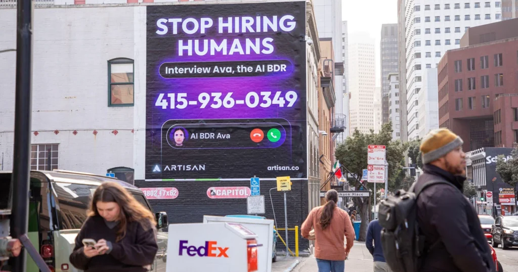 San Francisco billboards by Artisan AI spark conversation about AI replacing human jobs